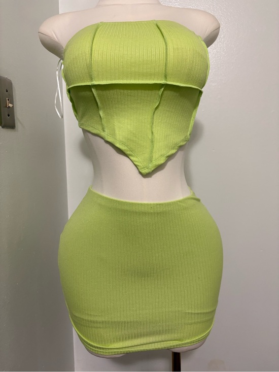 Bear Dance Dresses & Skirts - Bear Dance Neon Lime Ribbed Two-Piece Mini Skirt Set NWOT Medium